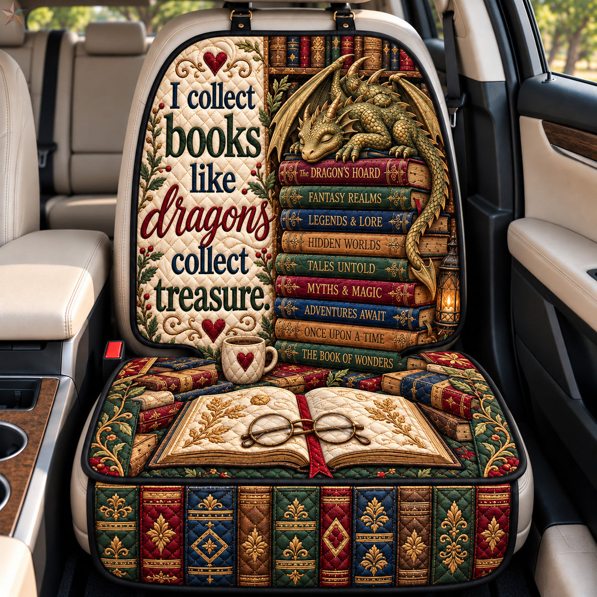 Dragon Book Lover Treasure Quilted Car Seat Protector GFTOHNL4628