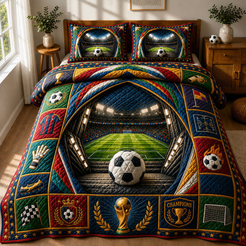 World Cup Champion Arena 3-Piece Quilted Bedding Set GFTOHNL463