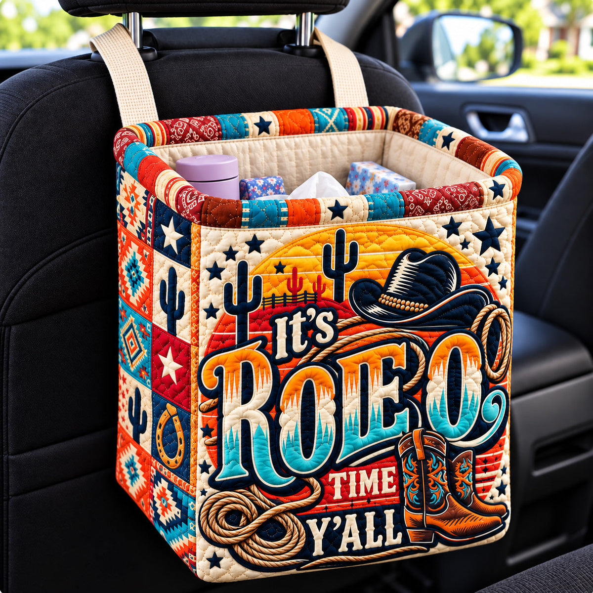 Rodeo Time Yall Quilted Car Basket GFTOHNL4631