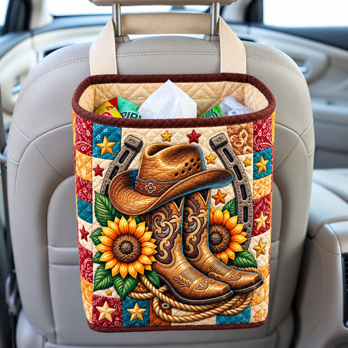 Western Cowgirl Sunflowers Quilted Car Basket GFTOHNL4633