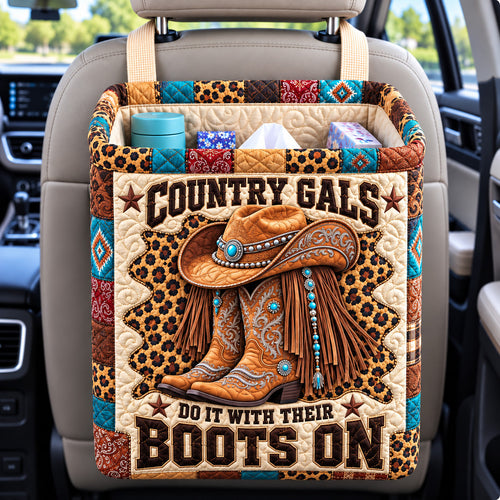 Country Gals Boots On Quilted Car Basket GFTOHNL4634