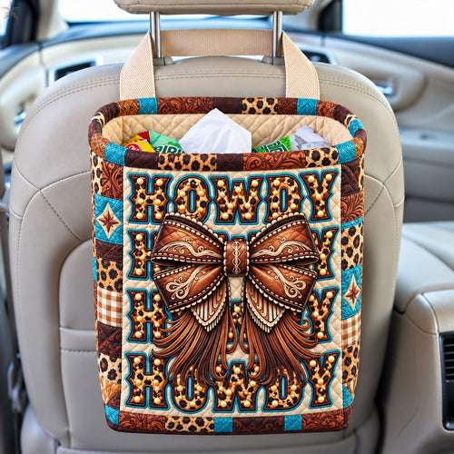 Howdy Cowgirl Bow Quilted Car Basket GFTOHNL4635