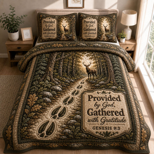 Provided By God Gathered With Gratitude 3-Piece Quilted Bedding Set GFTOHNL476