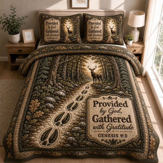 Provided By God Gathered With Gratitude 3-Piece Quilted Bedding Set GFTOHNL476