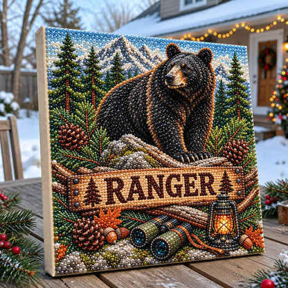 Black Bear Forest Ranger DIY Diamond Pearl Art Kit GFTOHNL5010