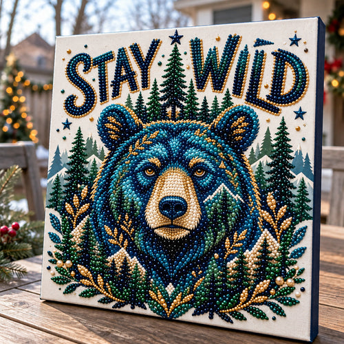 Stay Wild Blue Bear DIY Diamond Pearl Art Kit GFTOHNL5011