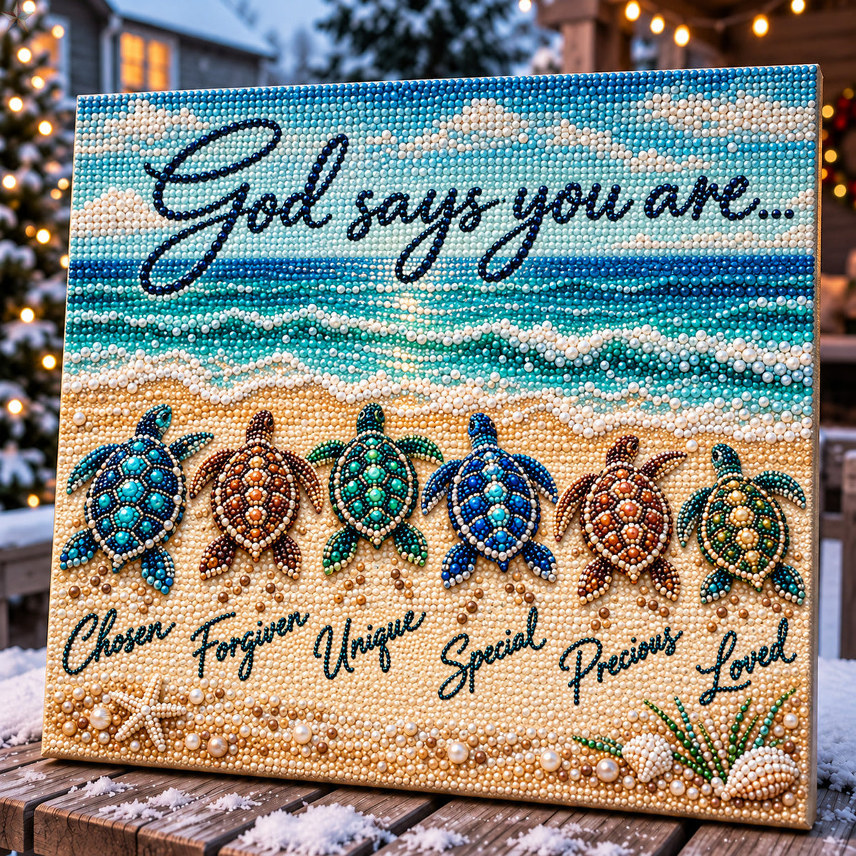 God Says You Are Loved Sea Turtles DIY Diamond Pearl Art Kit GFTOHNL5018