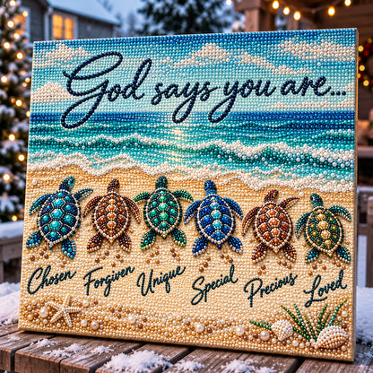 God Says You Are Loved Sea Turtles DIY Diamond Pearl Art Kit GFTOHNL5018