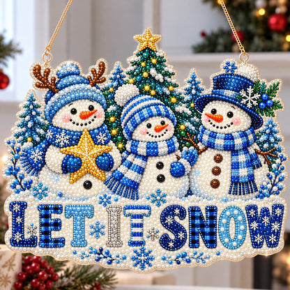 Let It Snow Snowman Family DIY Diamond Pearl Suncatcher Ornament Kit GFTOHNL5021