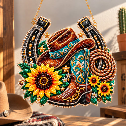 Western Cowgirl Spirit DIY Diamond Pearl Suncatcher Ornament Kit GFTOHNL5036