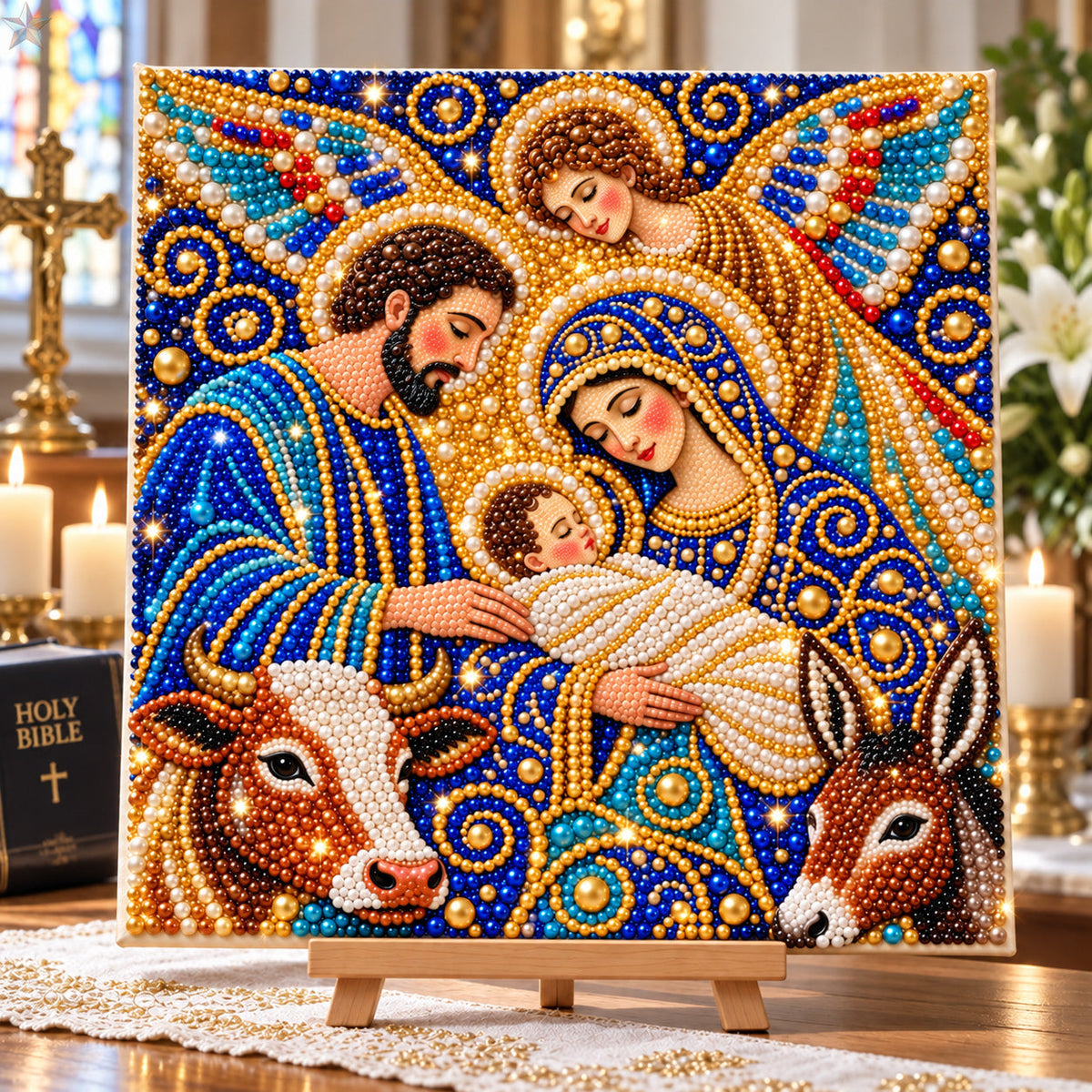 Holy Family And Guardian Angel DIY Diamond Pearl Art Kit GFTOHNL5044