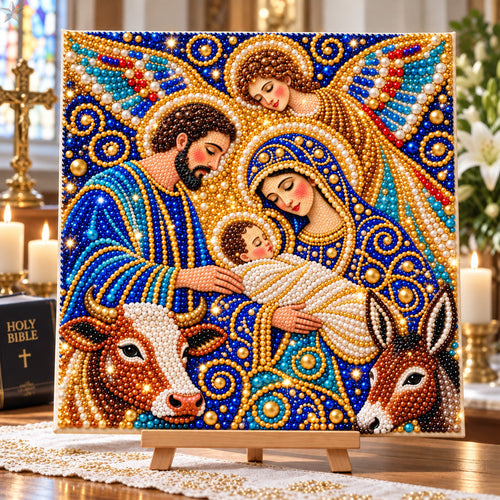 Holy Family And Guardian Angel DIY Diamond Pearl Art Kit GFTOHNL5044