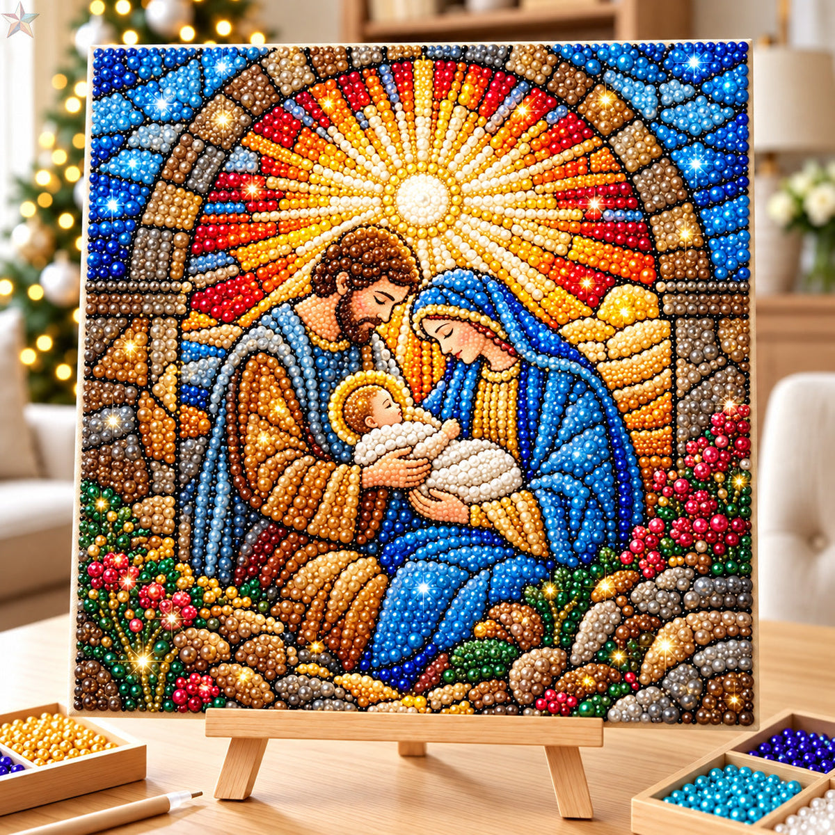 Holy Family Christmas Miracle DIY Diamond Pearl Art Kit GFTOHNL5049