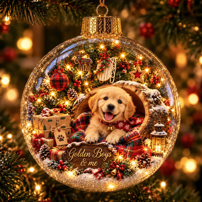Cozy Golden Retriever Christmas Light-Up Globe Ornament GFTOHNL5051