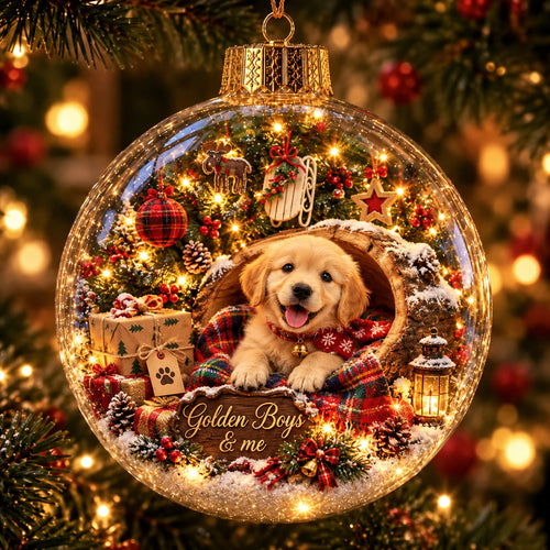 Cozy Golden Retriever Christmas Light-Up Globe Ornament GFTOHNL5051