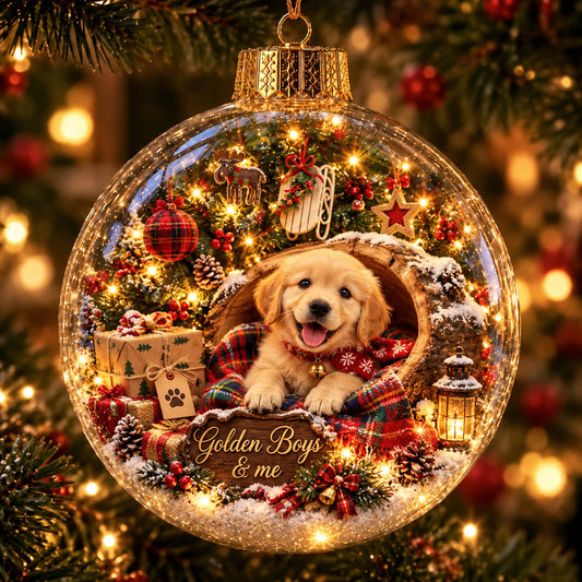 Cozy Golden Retriever Christmas Light-Up Globe Ornament GFTOHNL5051