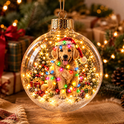 Golden Retriever Christmas Lights Light-Up Globe Ornament GFTOHNL5053
