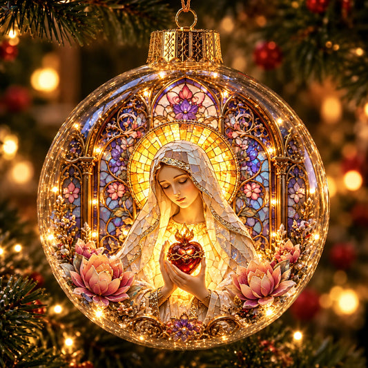 Sacred Heart Of Virgin Mary Light-Up Globe Ornament GFTOHNL5057