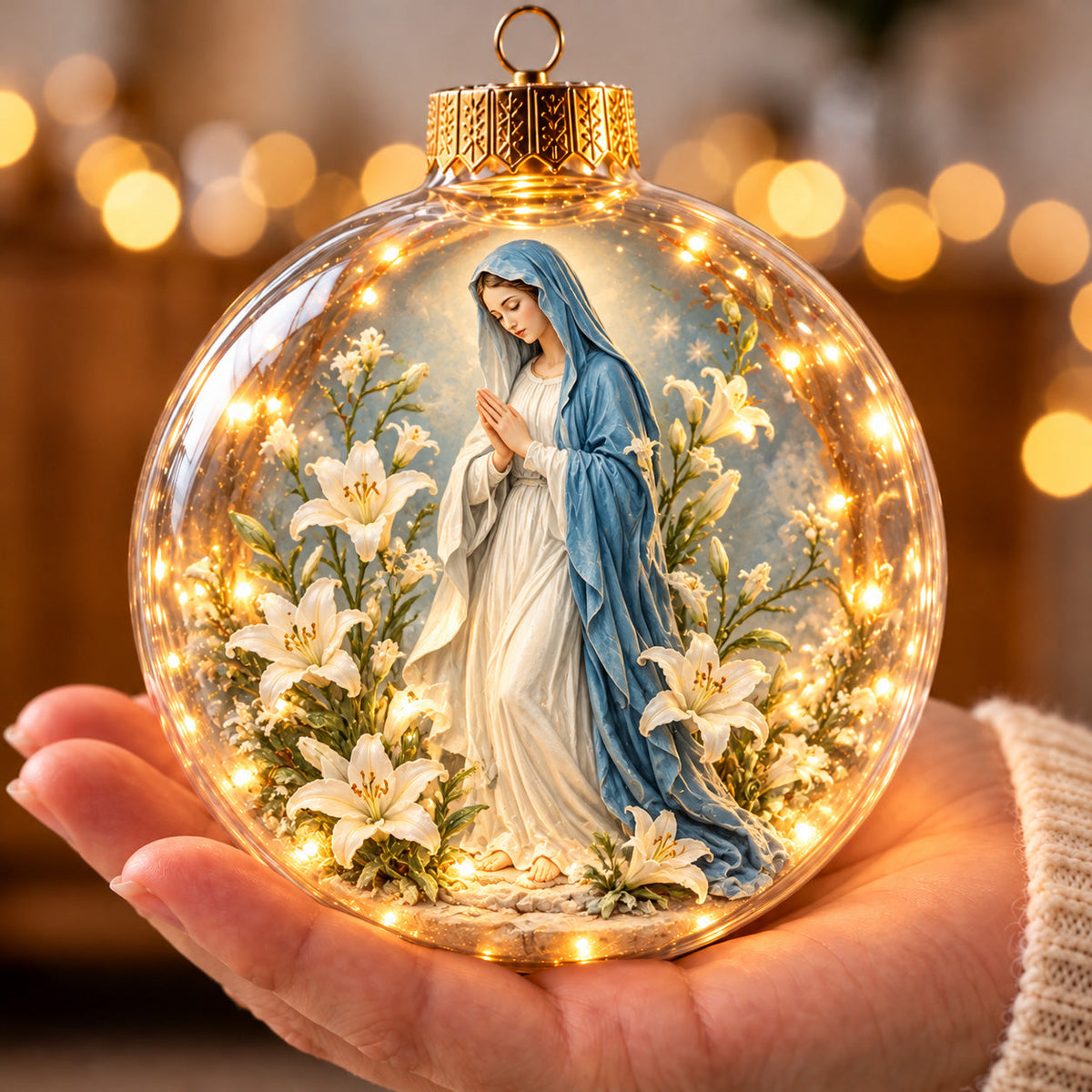 Blessed Virgin Mary Prayer Light-Up Globe Ornament GFTOHNL5058
