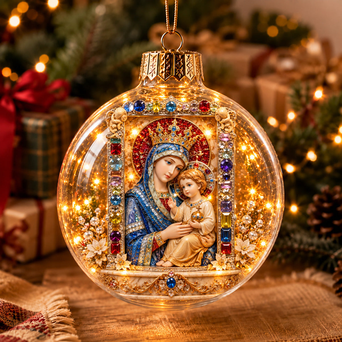 Blessed Mother And Child Light-Up Globe Ornament GFTOHNL5061