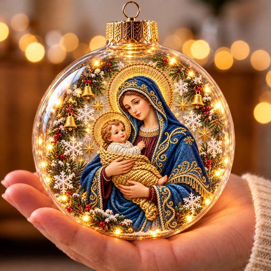 Holy Mother And Baby Jesus Light-Up Globe Ornament GFTOHNL5062