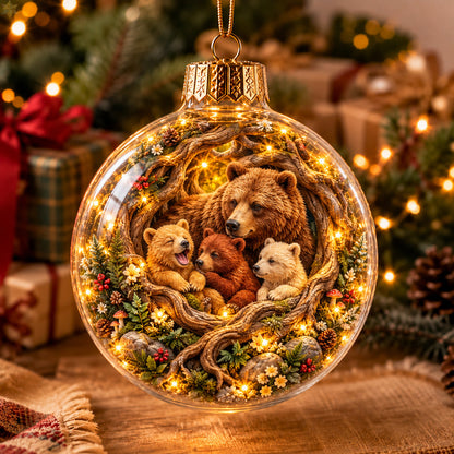 Woodland Bear Family Light-Up Globe Ornament GFTOHNL5103