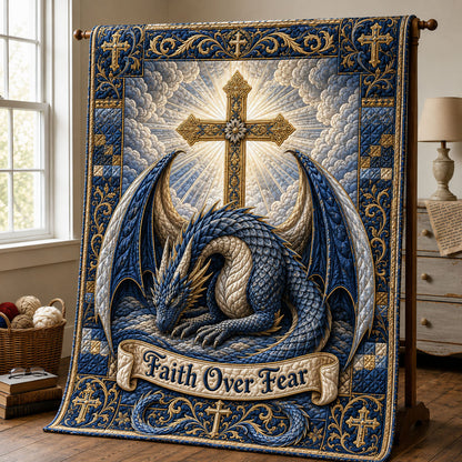 Faith Over Fear Dragon Quilted Blanket GFTOHNL511