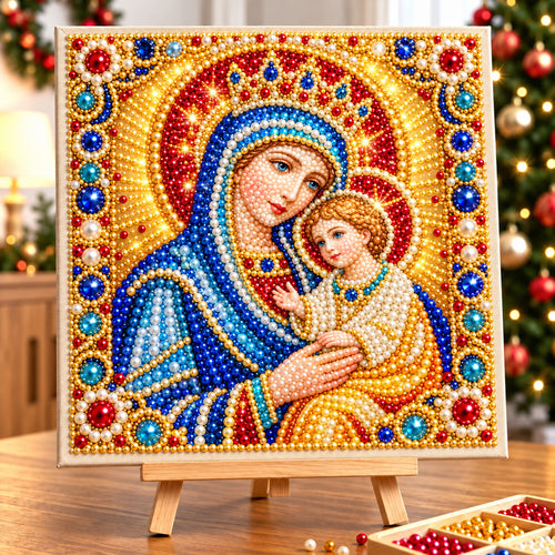 Blessed Virgin Mary And Baby Jesus DIY Diamond Pearl Art Kit GFTOHNL5119