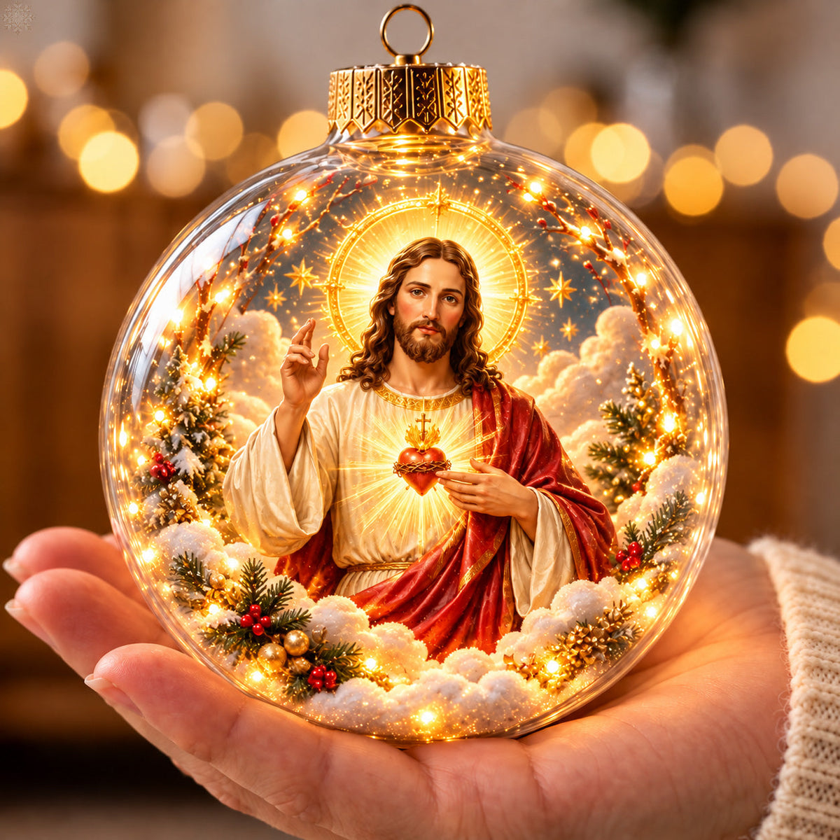 Sacred Heart Of Jesus Light-Up Globe Ornament GFTOHNL5130