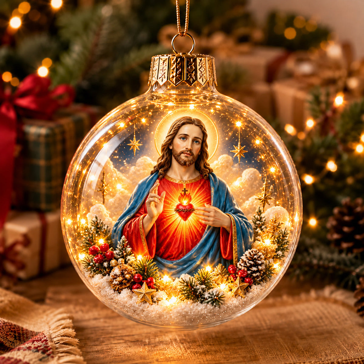 Jesus Sacred Heart Blessing Light-Up Globe Ornament GFTOHNL5132