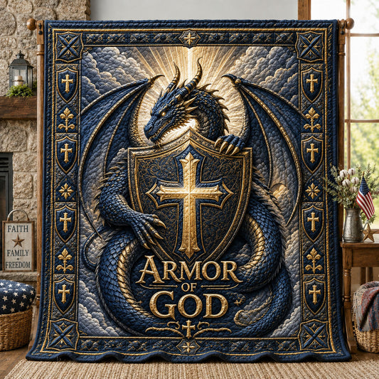 Armor Of God Dragon Quilted Blanket GFTOHNL515