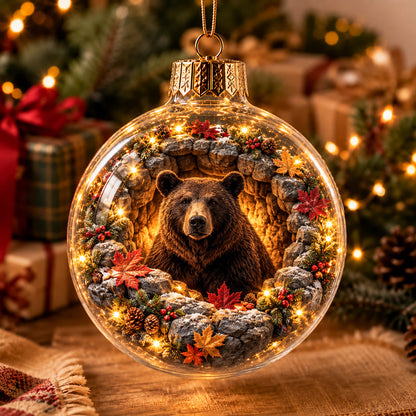 Bear In Cozy Den Light-Up Globe Ornament GFTOHNL5163