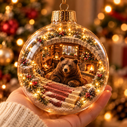 Cozy Bear Christmas Light-Up Globe Ornament GFTOHNL5166