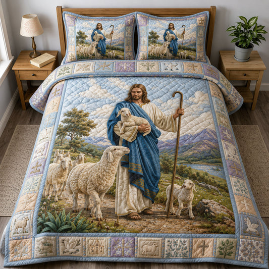 Jesus The Shepherd 3-Piece Quilted Bedding Set GFTOHNL520