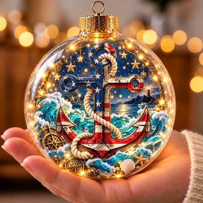 Patriotic Anchor Light-Up Globe Ornament GFTOHNL5203