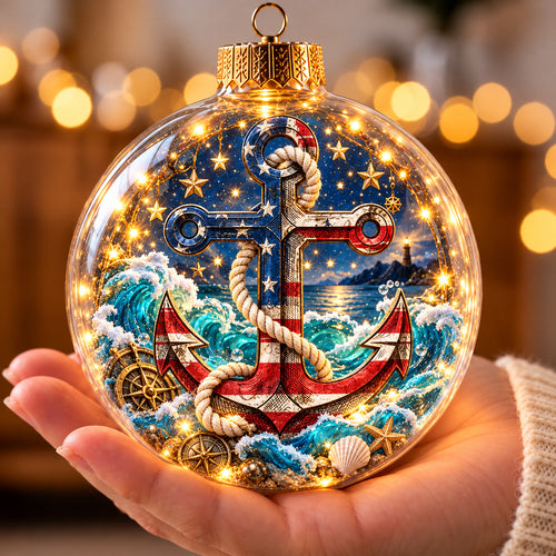 Patriotic Anchor Light-Up Globe Ornament GFTOHNL5203