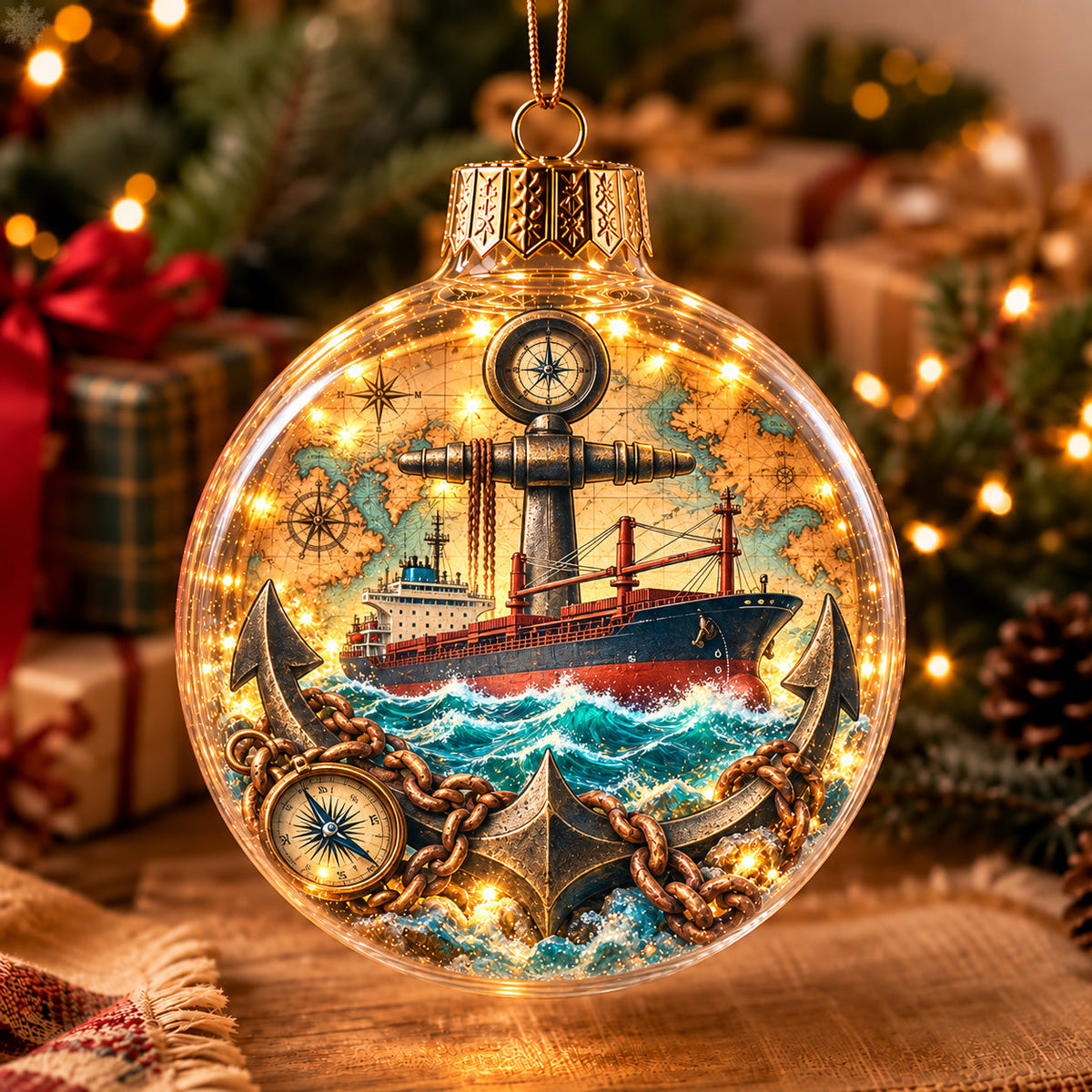 Sailing Adventure Light-Up Globe Ornament GFTOHNL5207