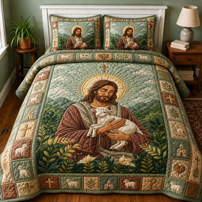 Lamb In His Arms 3-Piece Quilted Bedding Set GFTOHNL521