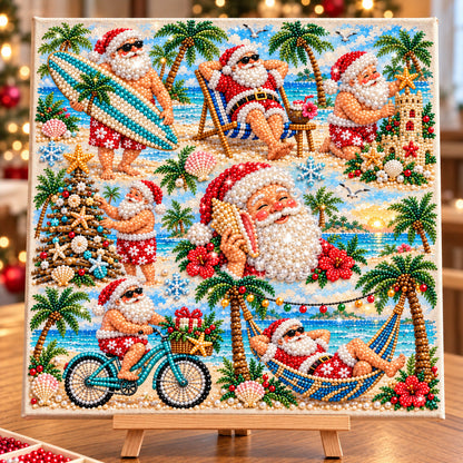 Tropical Santa Christmas DIY Diamond Pearl Art Kit GFTOHNL5231
