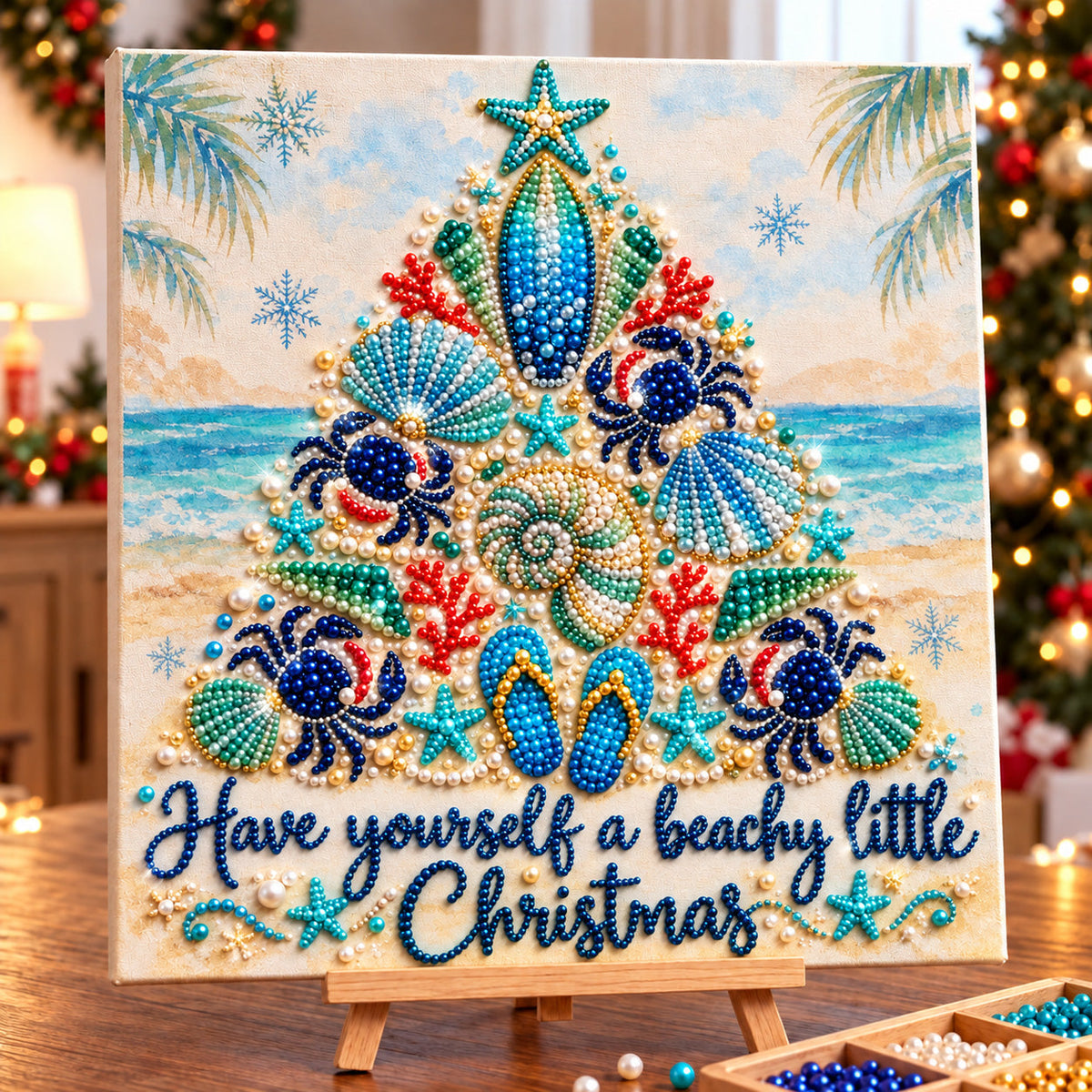 Beachy Little Christmas DIY Diamond Pearl Art Kit GFTOHNL5232