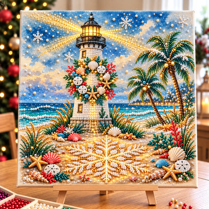 Coastal Christmas Lighthouse DIY Diamond Pearl Art Kit GFTOHNL5234