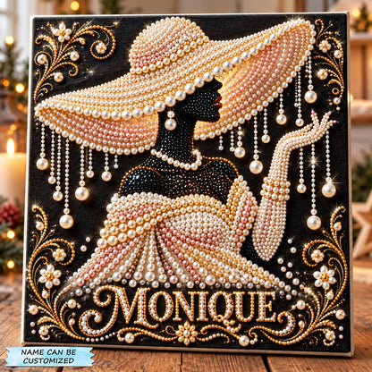Elegant Black Pearl Lady DIY Diamond Pearl Art Kit QTCUZ GFTOHNL5235