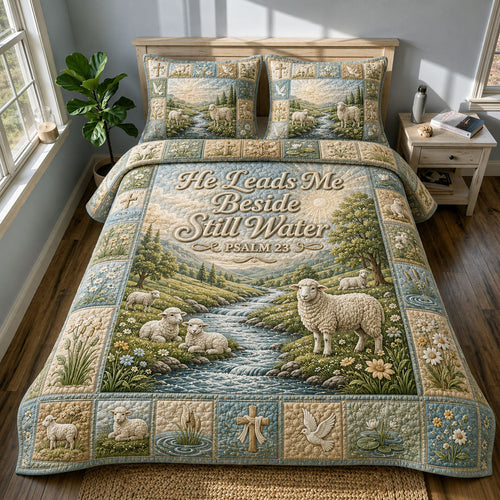 Still Waters Lamb 3-Piece Quilted Bedding Set GFTOHNL524