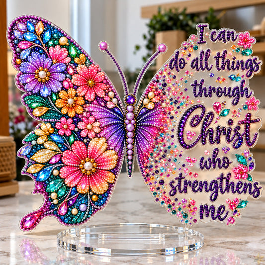 Colorful Floral Butterfly Faith DIY Pearl Diamond Painting Acrylic Stand GFTOHNL5262