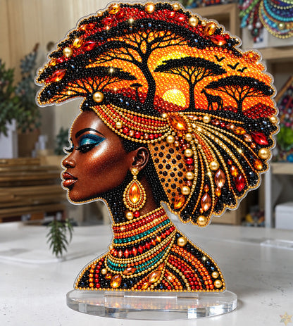 African Sunset Queen DIY Pearl Diamond Painting Acrylic Stand GFTOHNL5269
