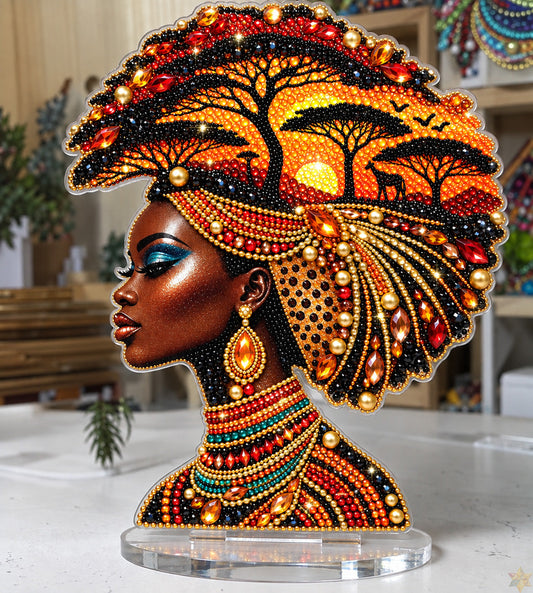 African Sunset Queen DIY Pearl Diamond Painting Acrylic Stand GFTOHNL5269