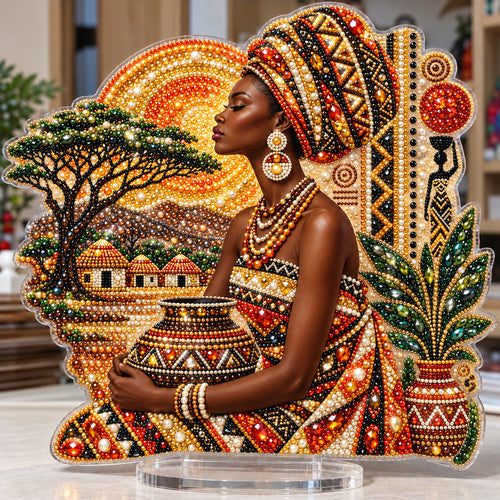 African Village Beauty DIY Pearl Diamond Painting Acrylic Stand GFTOHNL5271