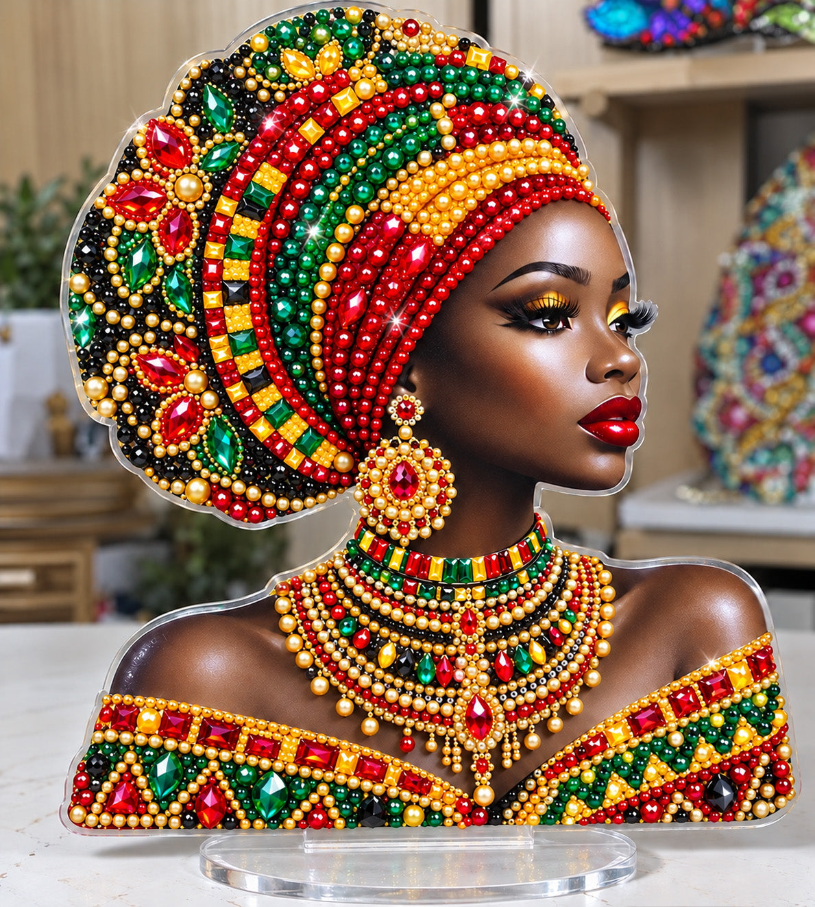 African Royal Beauty DIY Pearl Diamond Painting Acrylic Stand GFTOHNL5272