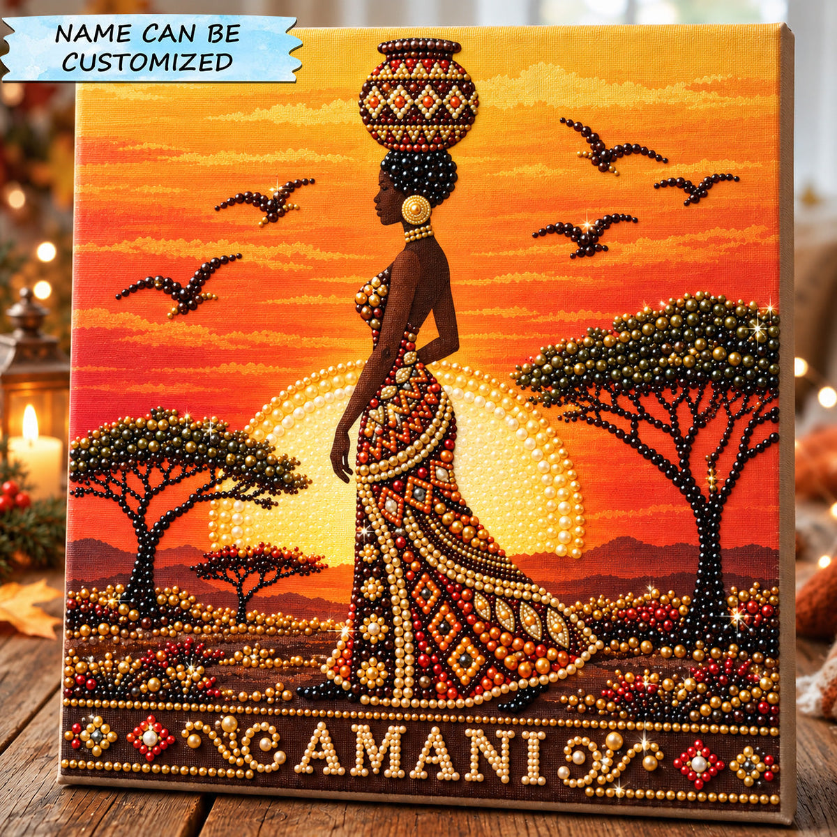 African Sunset Woman DIY Diamond Pearl Art Kit QTCUZ GFTOHNL5277