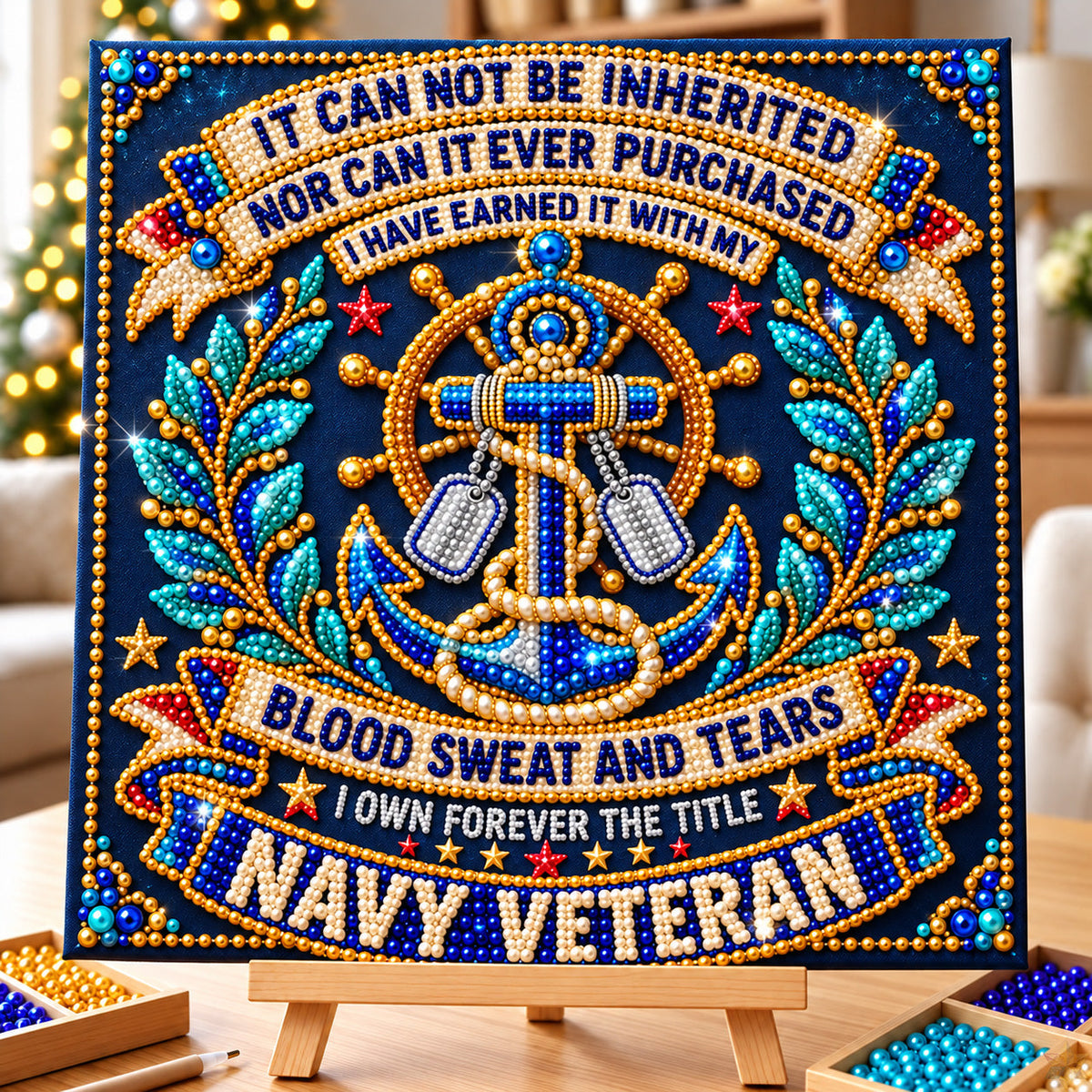 Navy Veteran Blood Sweat And Tears DIY Diamond Pearl Art Kit GFTOHNL5286